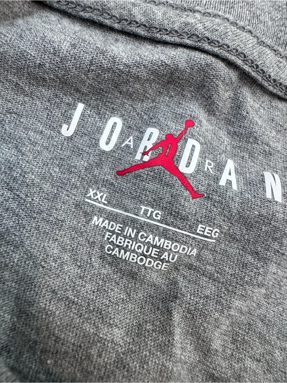 Nike Jordan Jumpman Air Men XL T-Shirt Gray Heather Embroidered Tee AH5296-091